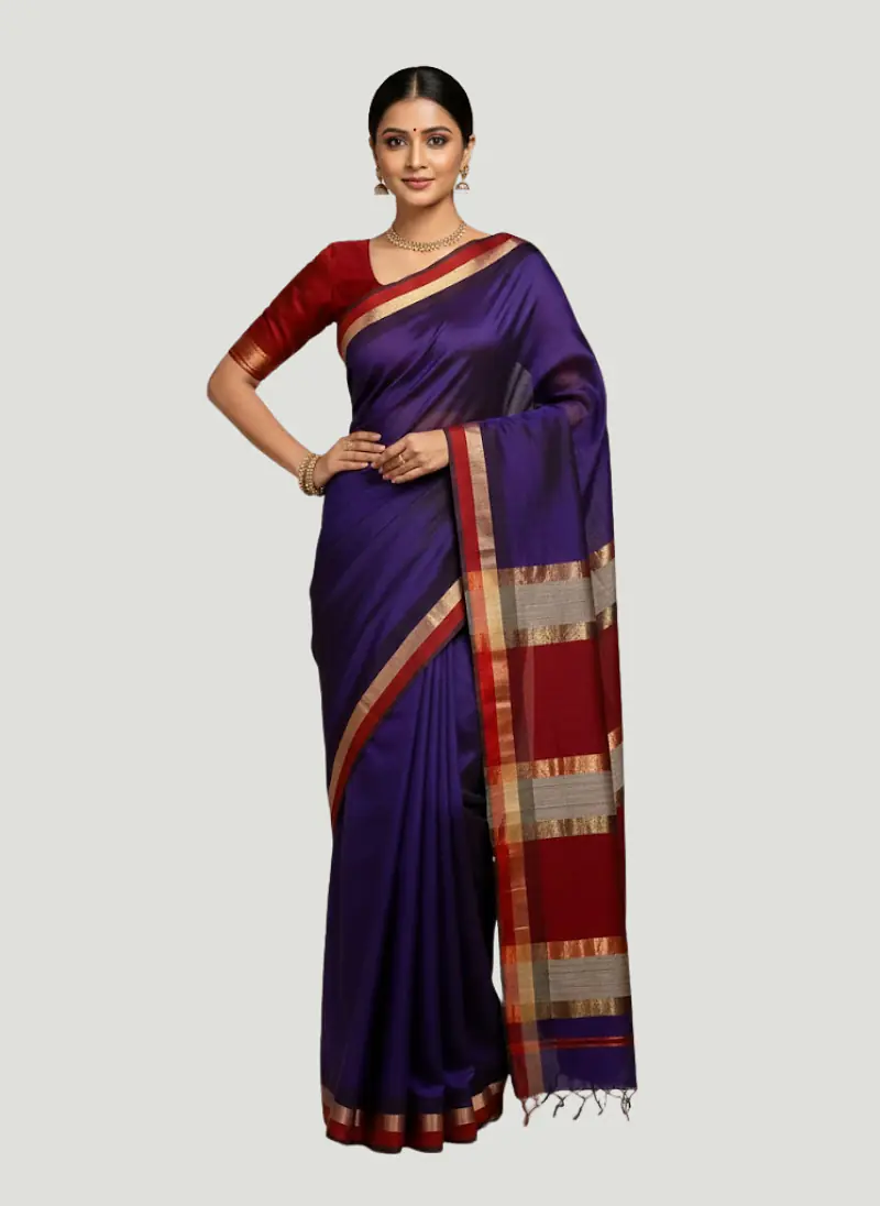 MAHESHWARI HANDLOOM COTTON SILK SAREE - Master