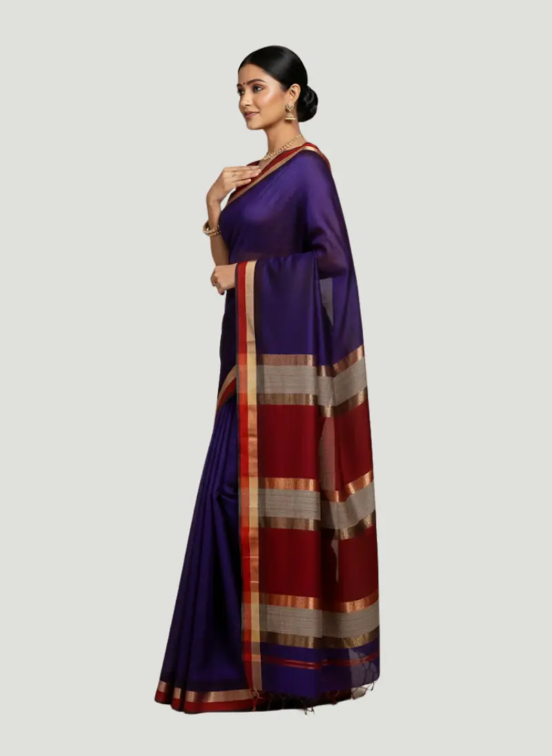 MAHESHWARI HANDLOOM COTTON SILK SAREE - Master