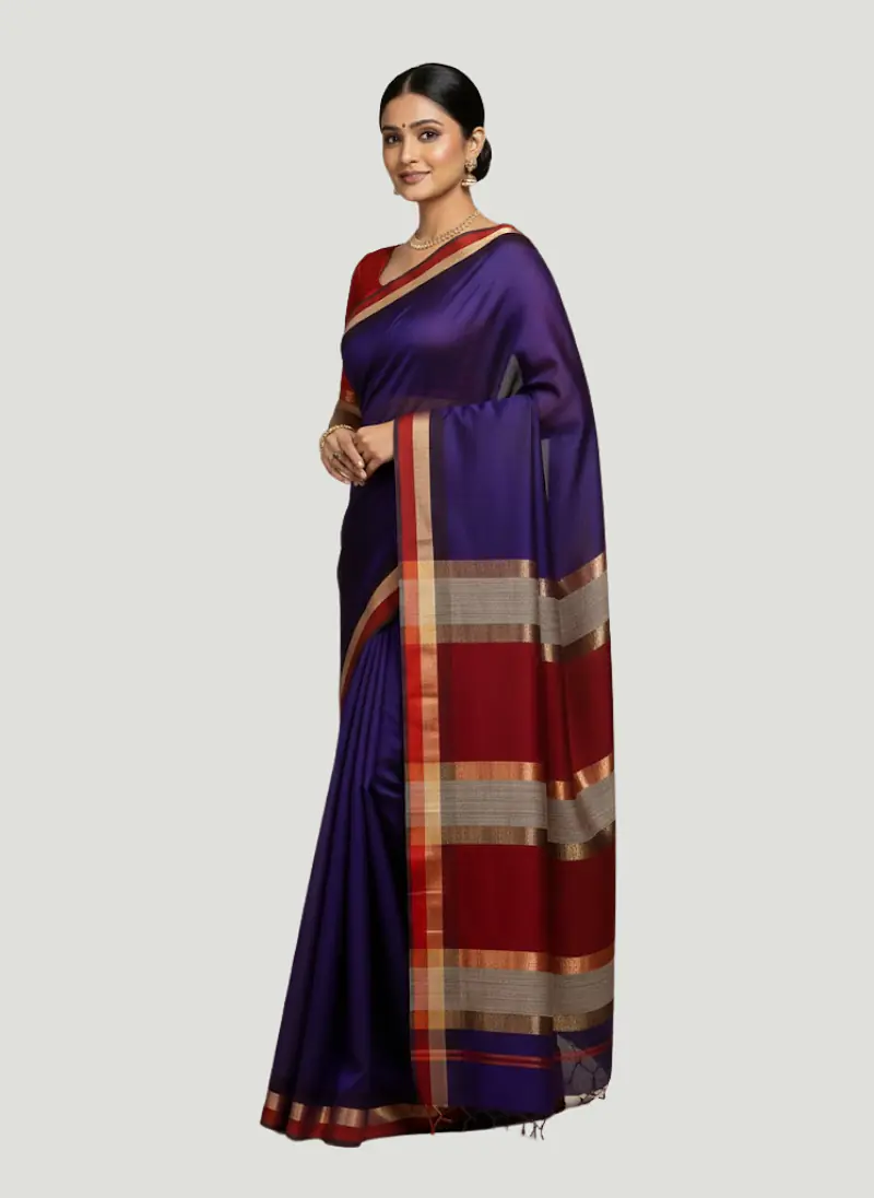 MAHESHWARI HANDLOOM COTTON SILK SAREE - Master