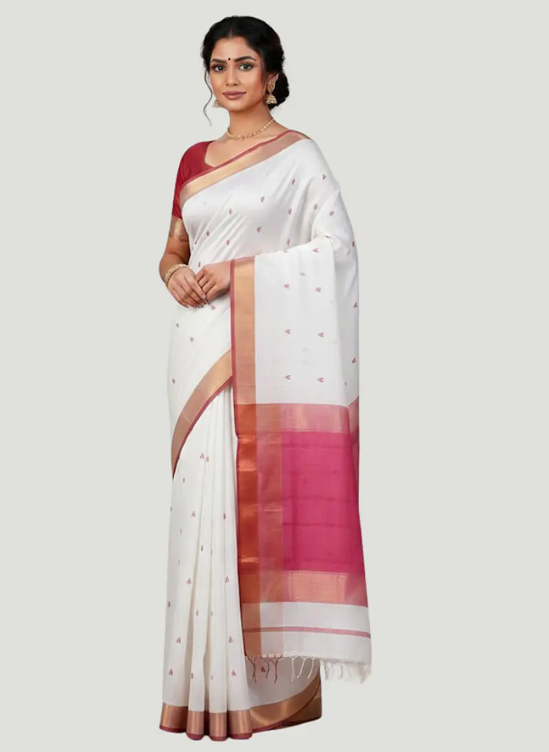 MAHESHWARI HANDLOOM COTTON SILK SAREE - Master