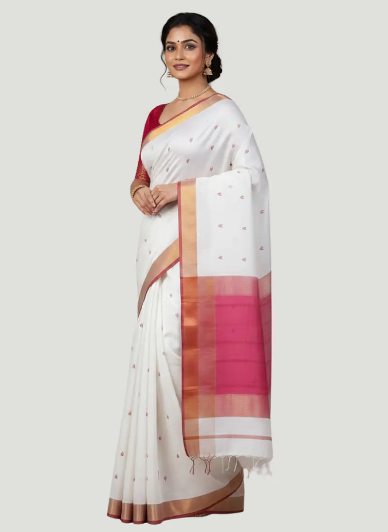 MAHESHWARI HANDLOOM COTTON SILK SAREE - Master
