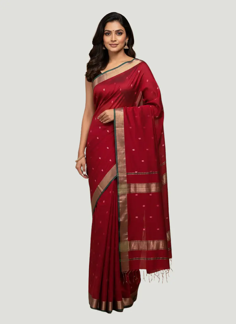 MAHESHWARI HANDLOOM COTTON SILK SAREE - Master