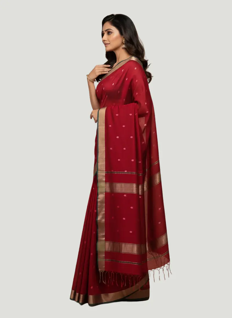 MAHESHWARI HANDLOOM COTTON SILK SAREE - Master