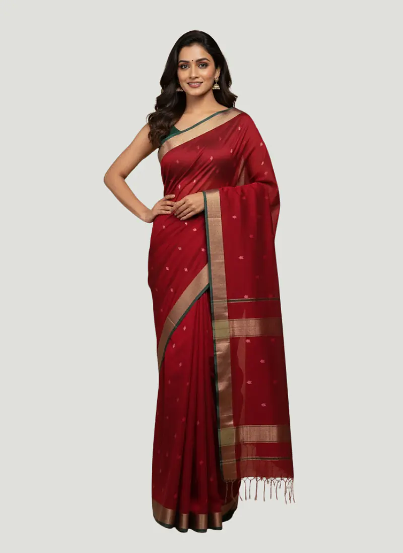 MAHESHWARI HANDLOOM COTTON SILK SAREE - Master