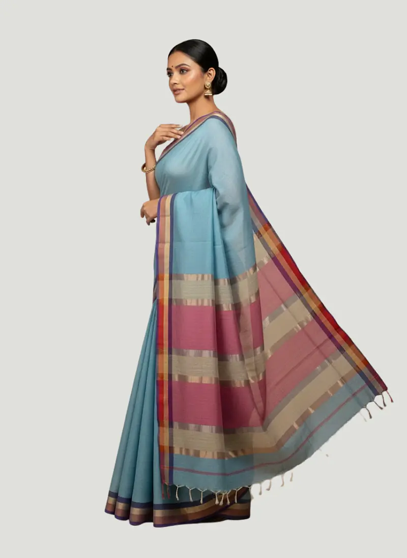 MAHESHWARI HANDLOOM COTTON SILK SAREE - Master