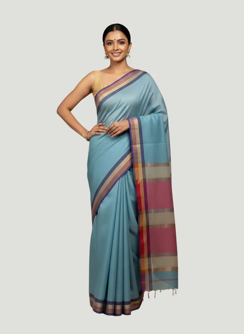 MAHESHWARI HANDLOOM COTTON SILK SAREE - Master