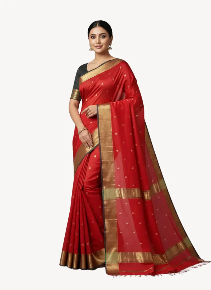 MAHESHWARI HANDLOOM COTTON SILK SAREE - Master