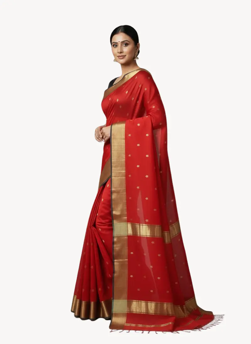 MAHESHWARI HANDLOOM COTTON SILK SAREE - Master