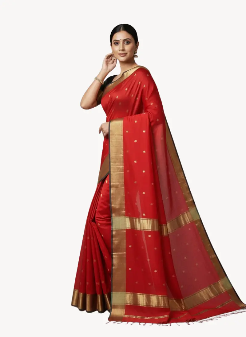 MAHESHWARI HANDLOOM COTTON SILK SAREE - Master