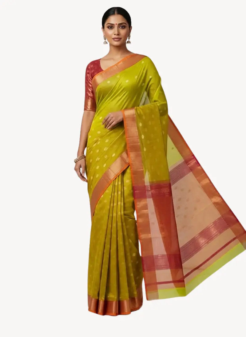 MAHESHWARI HANDLOOM COTTON SILK SAREE - Master