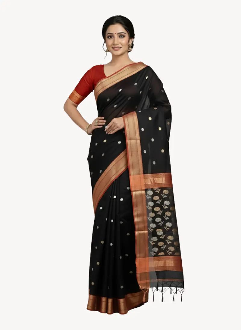 MAHESHWARI HANDLOOM COTTON SILK SAREE - Master