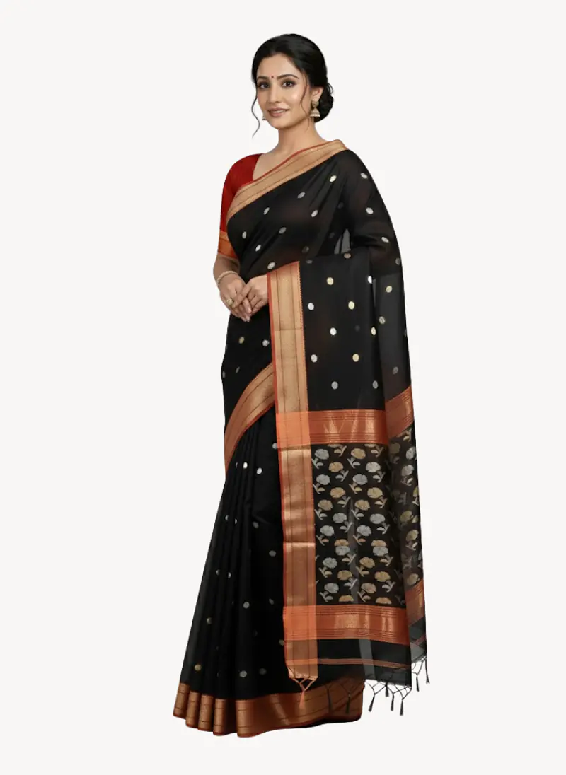 MAHESHWARI HANDLOOM COTTON SILK SAREE - Master