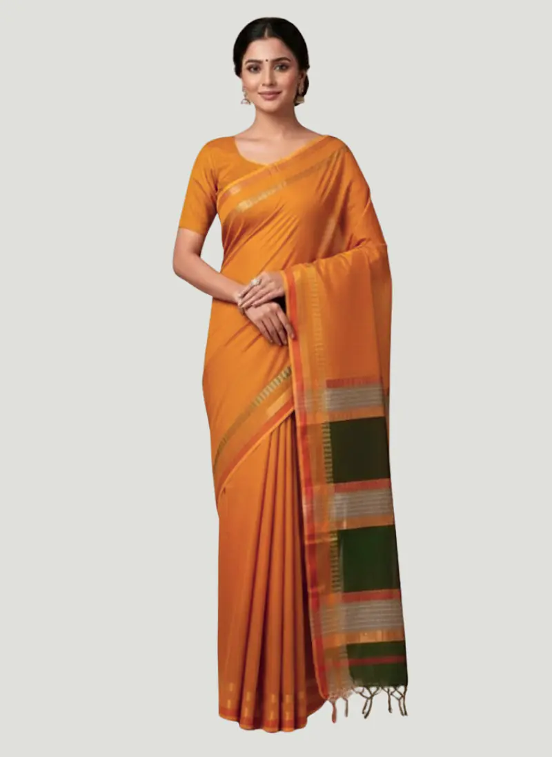 MAHESHWARI HANDLOOM COTTON SILK SAREE - Master