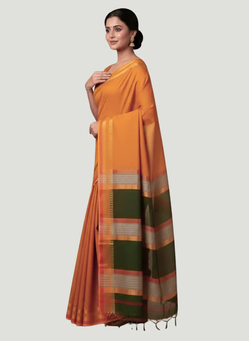 MAHESHWARI HANDLOOM COTTON SILK SAREE - Master