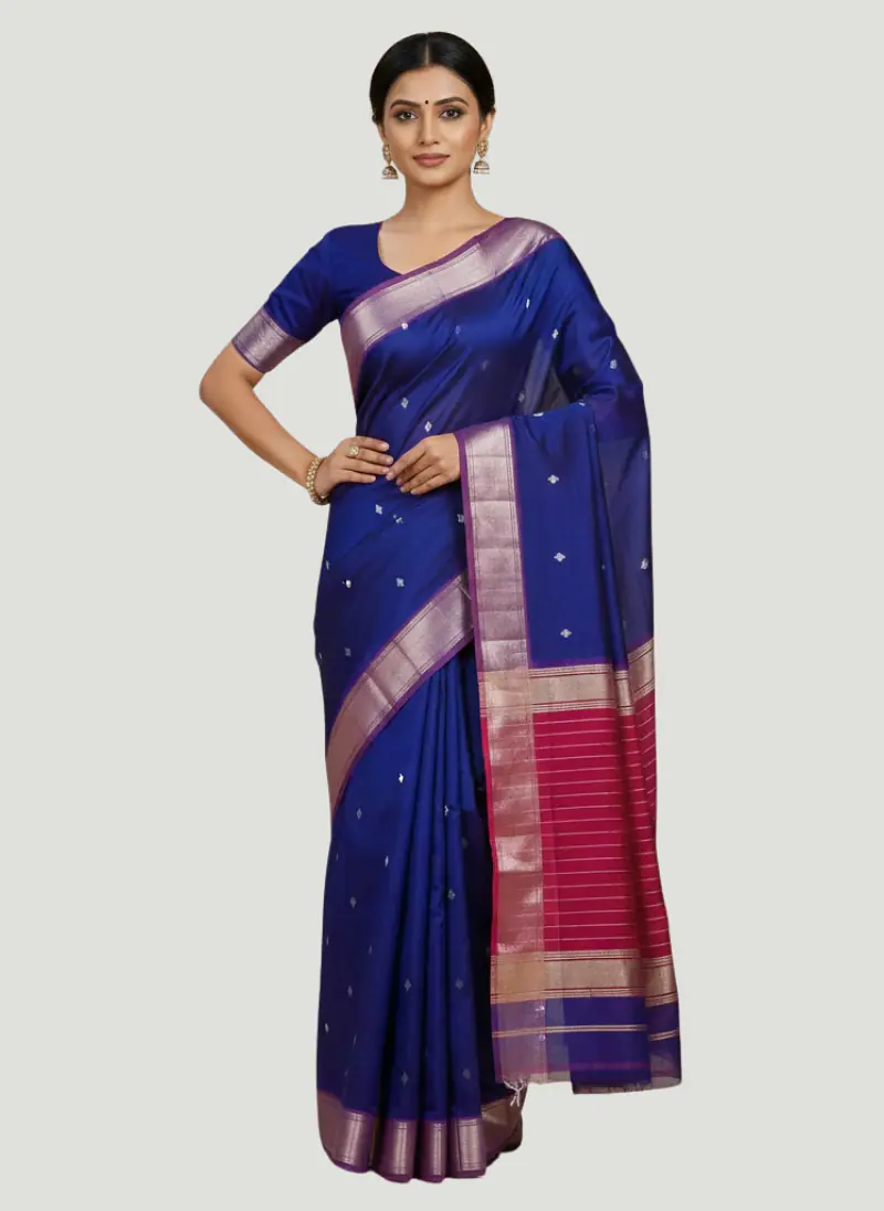 MAHESHWARI HANDLOOM COTTON SILK SAREE - Master