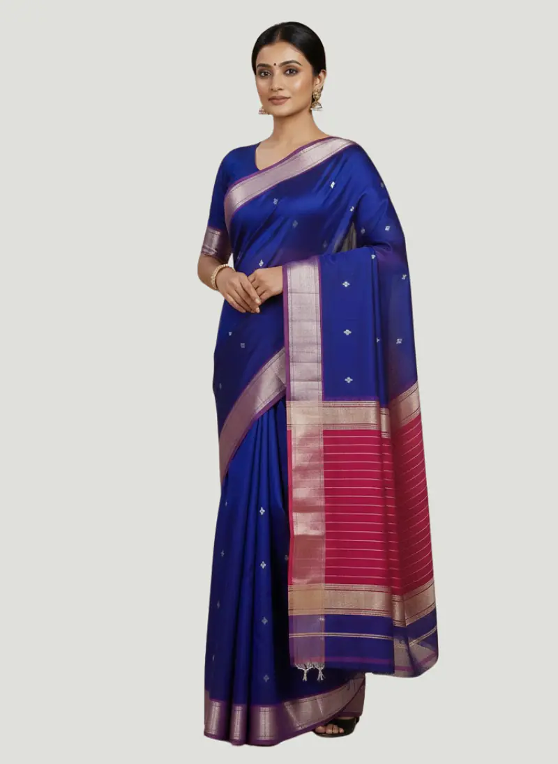 MAHESHWARI HANDLOOM COTTON SILK SAREE - Master