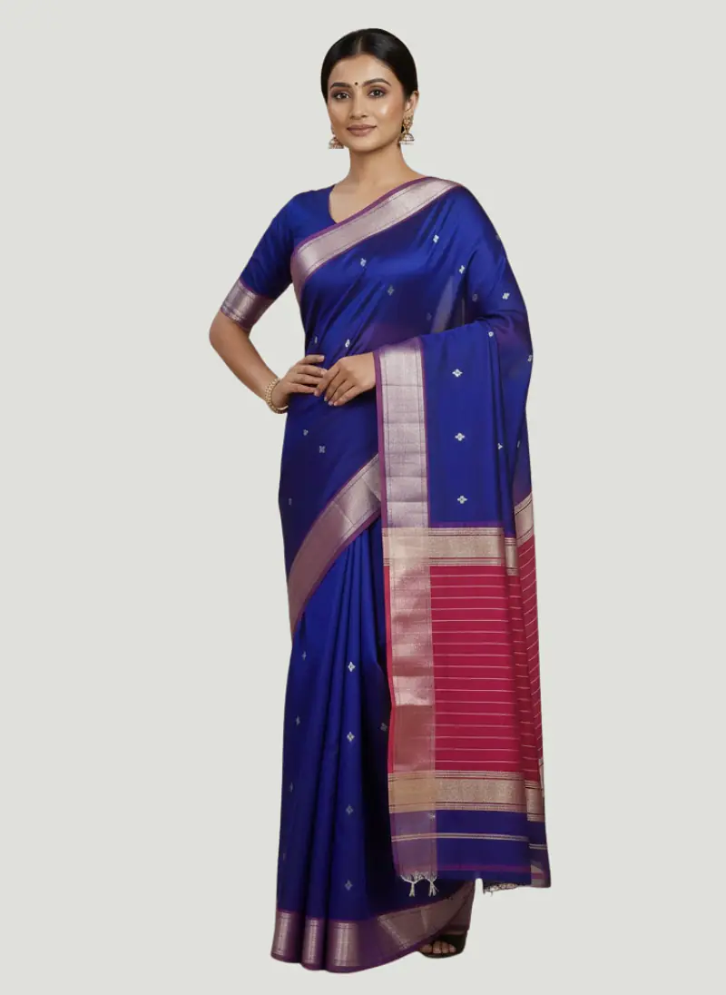 MAHESHWARI HANDLOOM COTTON SILK SAREE - Master