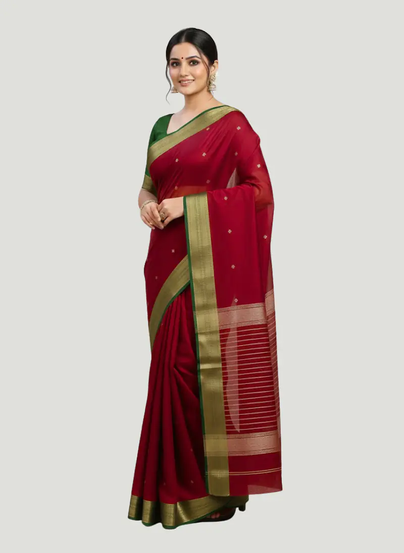 MAHESHWARI HANDLOOM COTTON SILK SAREE - Master