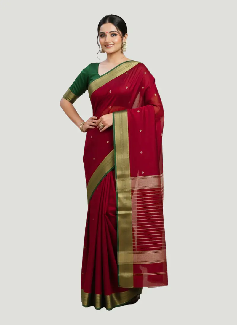 MAHESHWARI HANDLOOM COTTON SILK SAREE - Master
