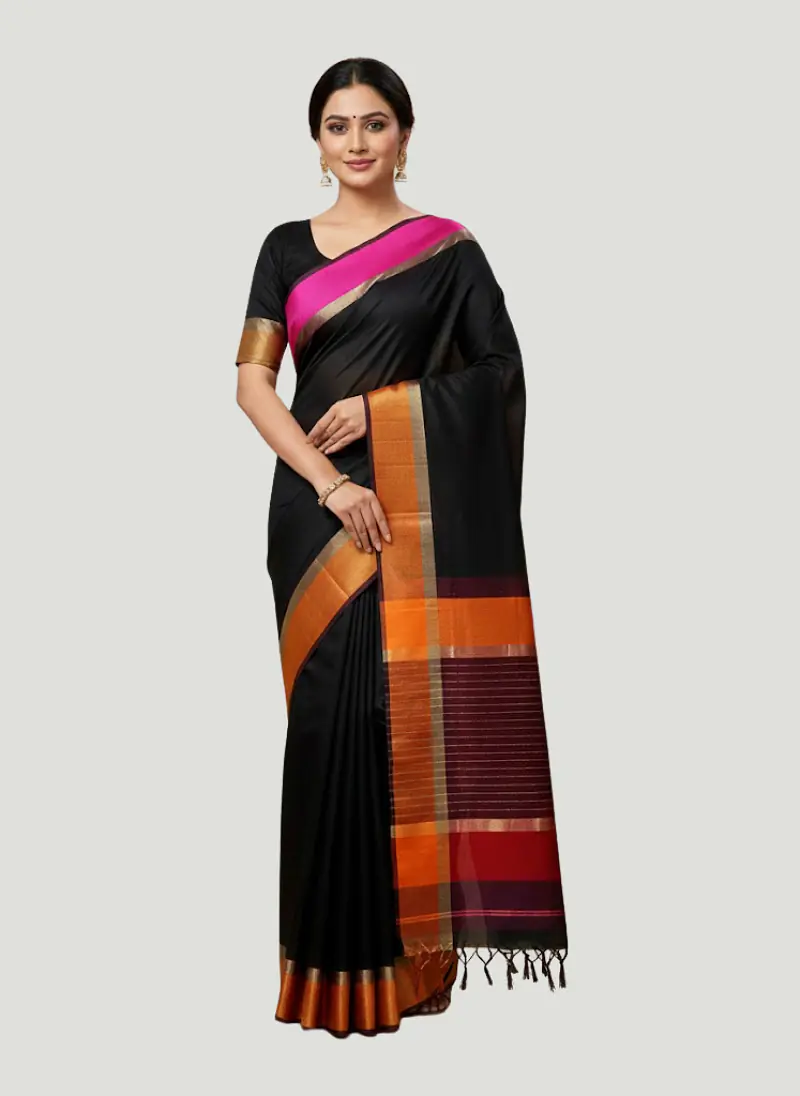 MAHESHWARI HANDLOOM COTTON SILK SAREE - Master