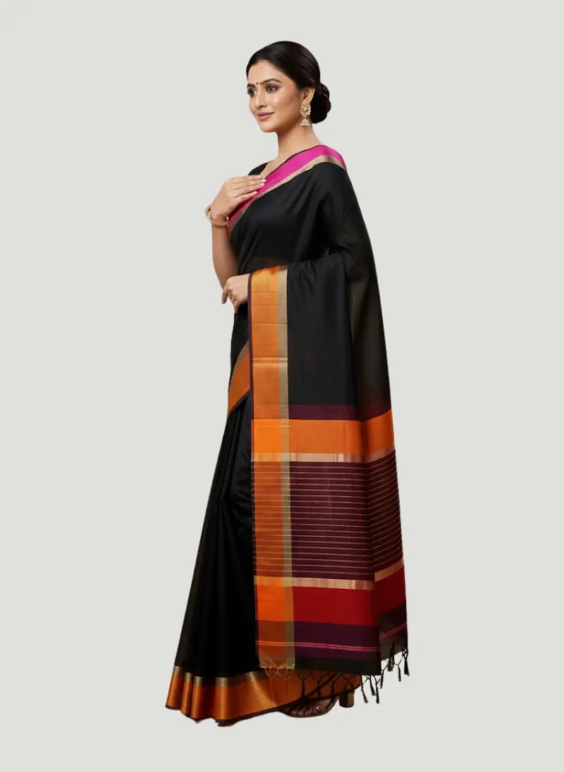 MAHESHWARI HANDLOOM COTTON SILK SAREE - Master