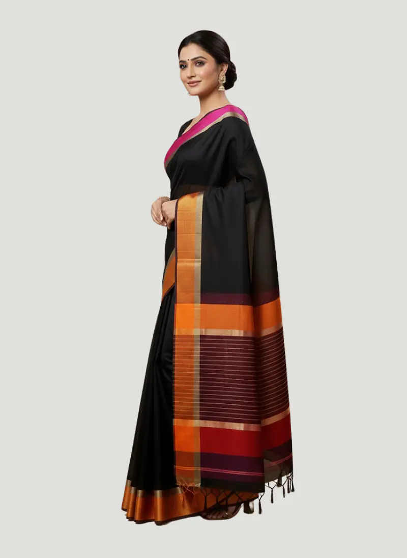 MAHESHWARI HANDLOOM COTTON SILK SAREE - Master