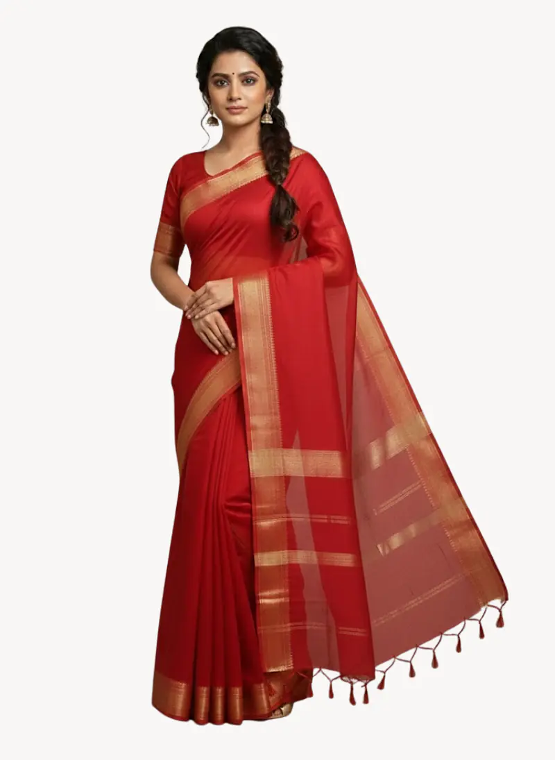 MAHESHWARI HANDLOOM COTTON SILK SAREE - Master