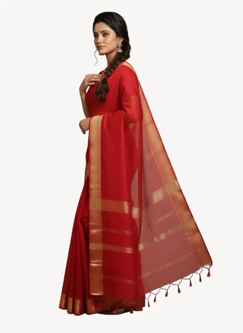 MAHESHWARI HANDLOOM COTTON SILK SAREE - Master