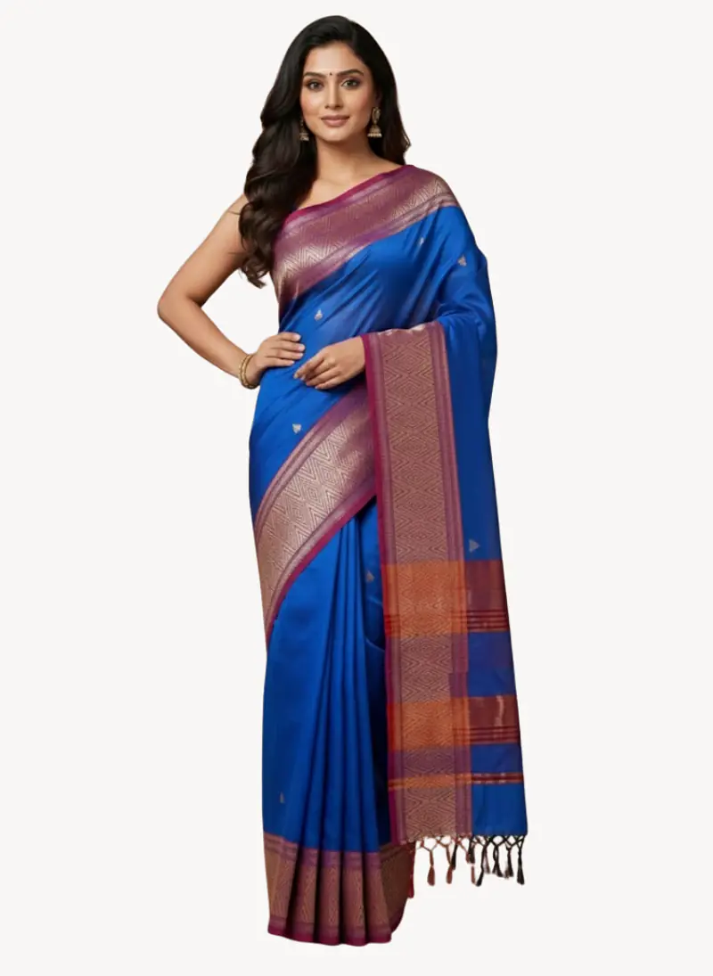 MAHESHWARI HANDLOOM COTTON SILK SAREE - Master