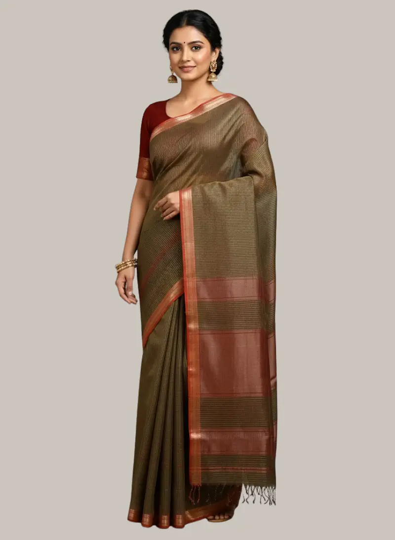 MAHESHWARI HANDLOOM COTTON SILK SAREE - Master