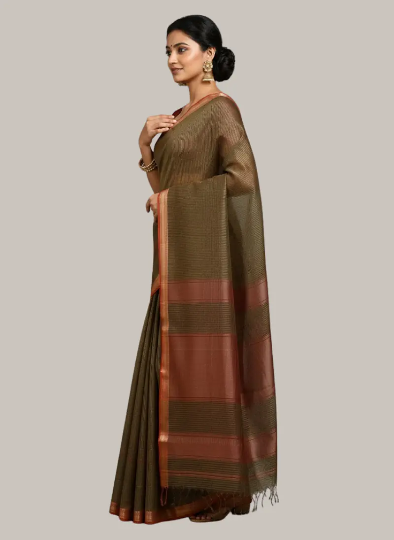 MAHESHWARI HANDLOOM COTTON SILK SAREE - Master