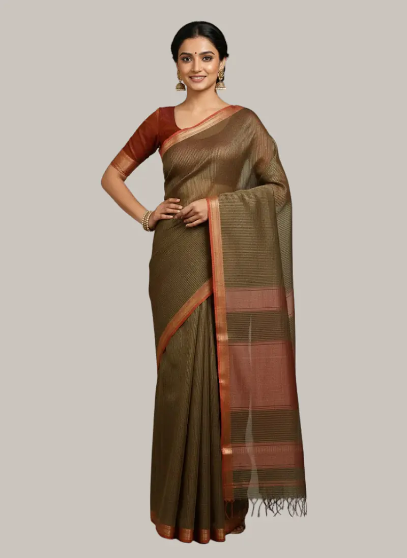 MAHESHWARI HANDLOOM COTTON SILK SAREE - Master