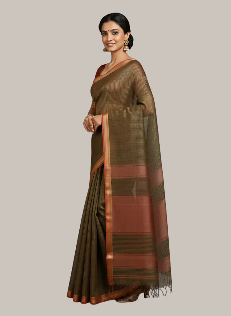 MAHESHWARI HANDLOOM COTTON SILK SAREE - Master