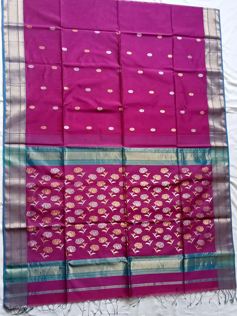 MAHESHWARI HANDLOOM COTTON SILK SAREE - Master