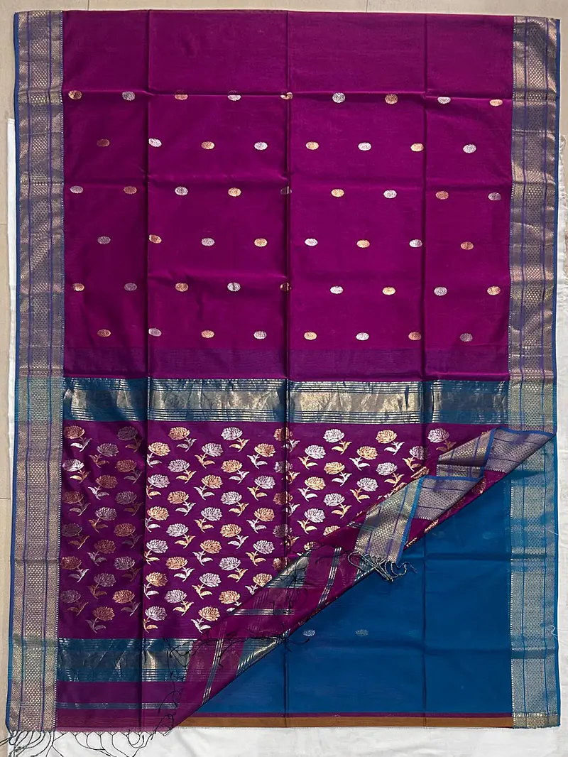 MAHESHWARI HANDLOOM COTTON SILK SAREE - Master