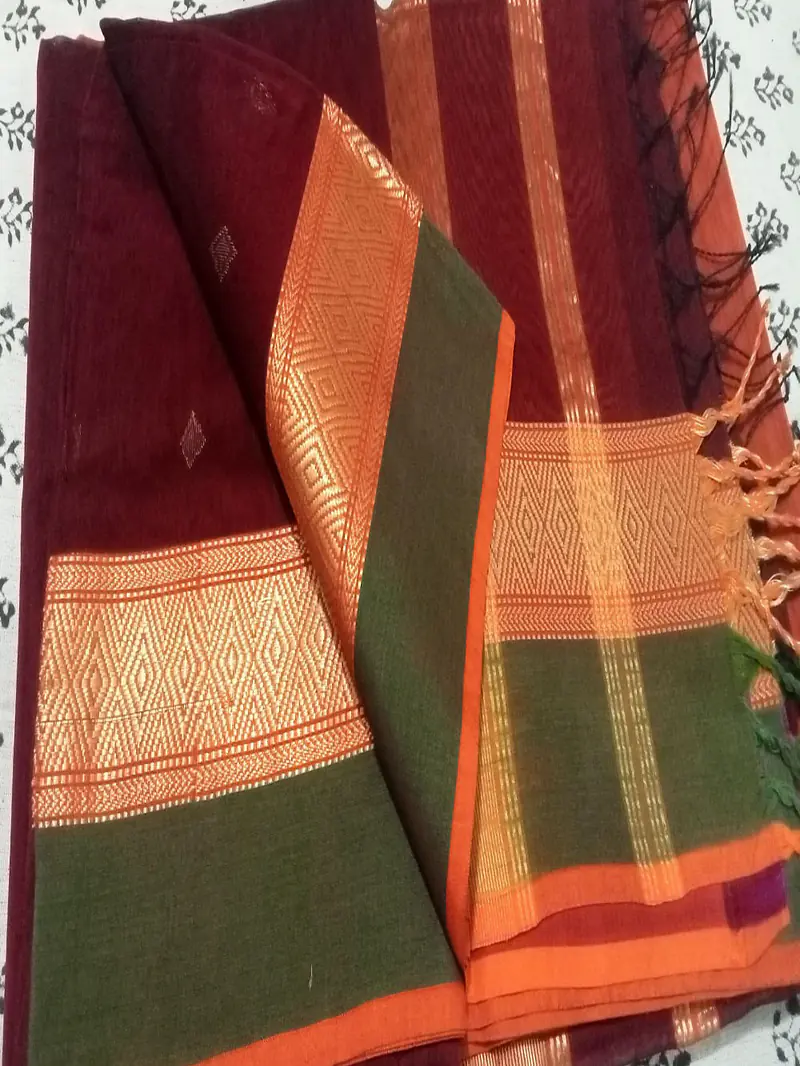 MAHESHWARI HANDLOOM COTTON SILK SAREE - Master