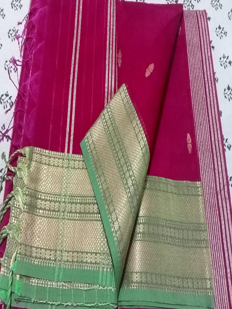 MAHESHWARI HANDLOOM COTTON SILK SAREE - Master
