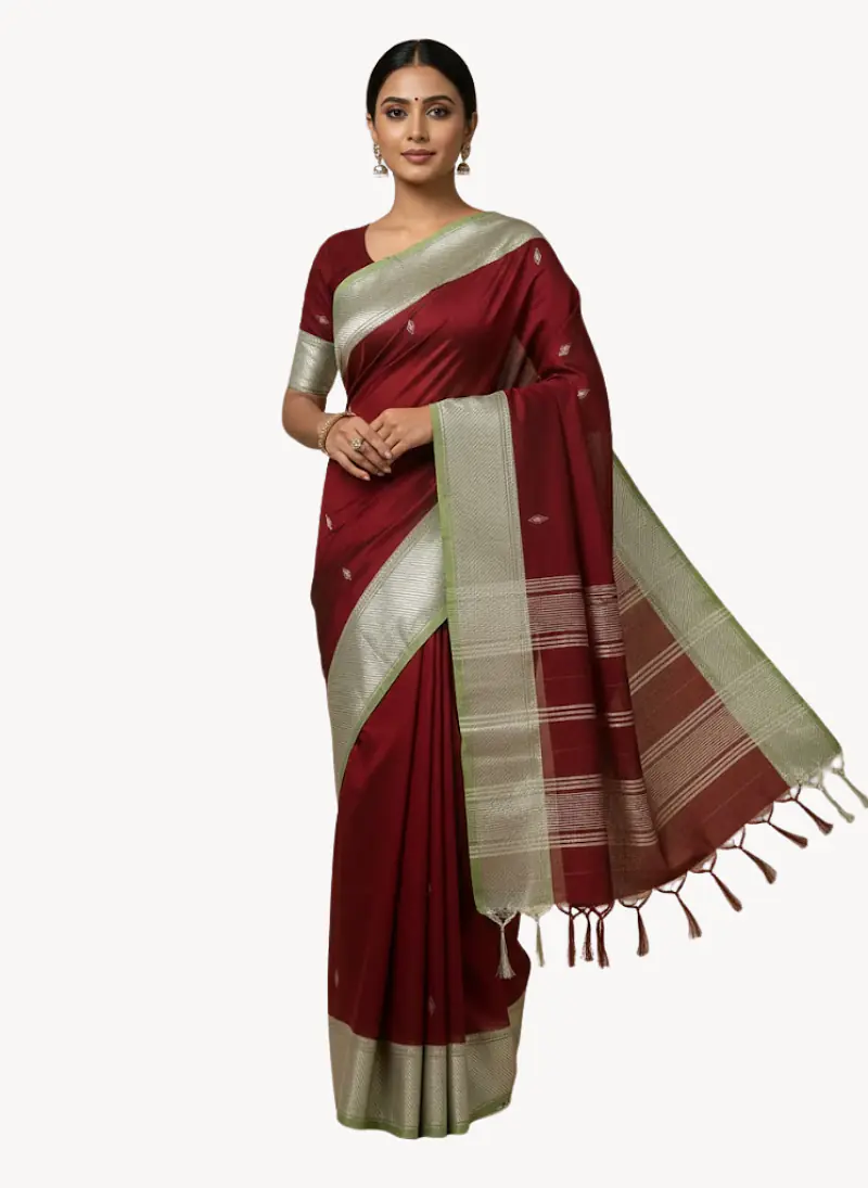 MAHESHWARI HANDLOOM COTTON SILK SAREE - Master