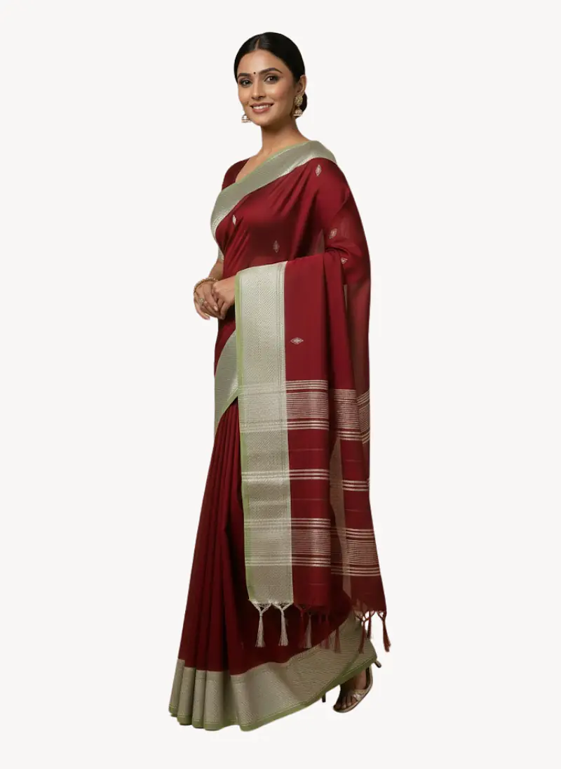 MAHESHWARI HANDLOOM COTTON SILK SAREE - Master