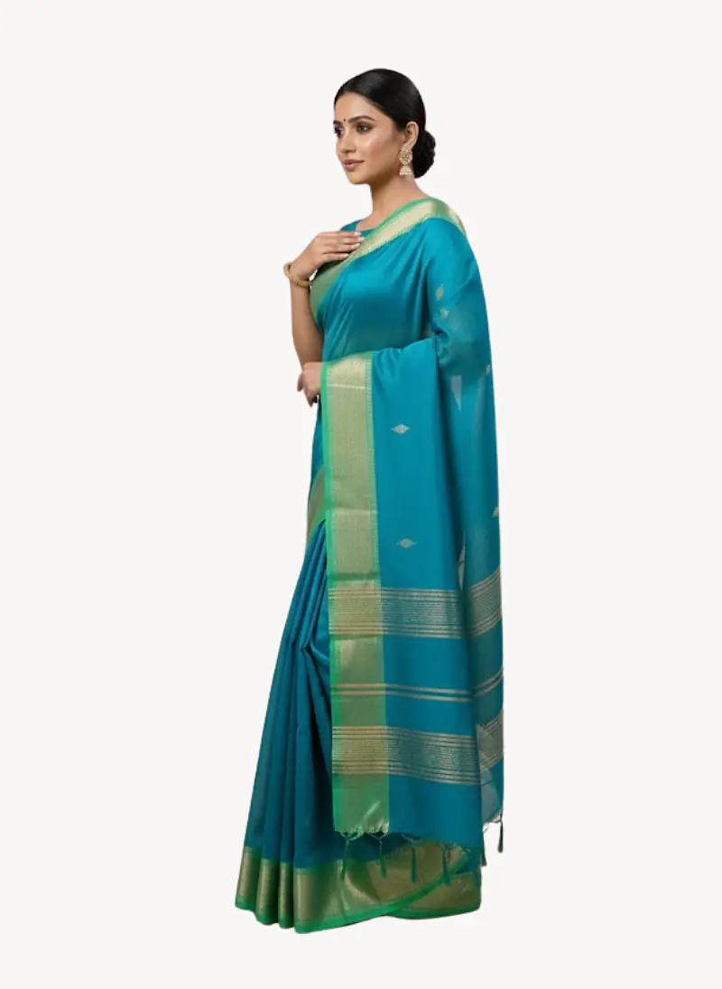 MAHESHWARI HANDLOOM COTTON SILK SAREE - Master