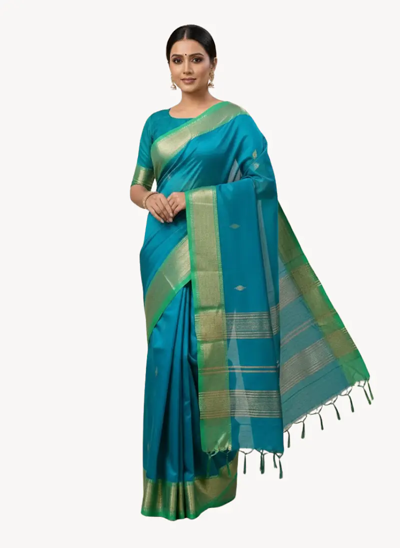 MAHESHWARI HANDLOOM COTTON SILK SAREE - Master