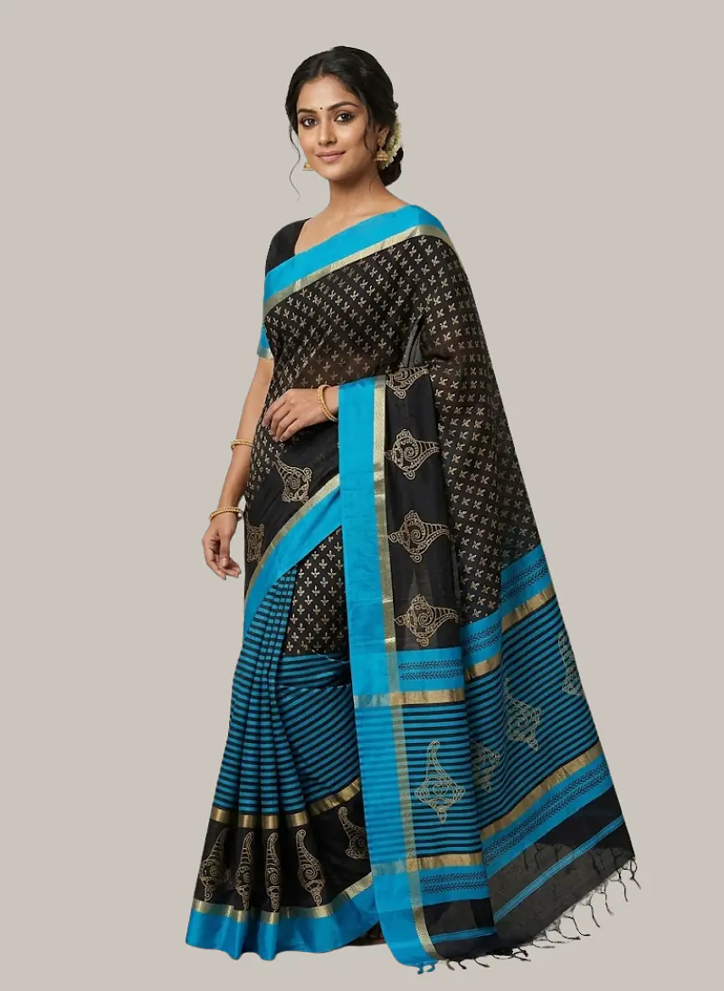 MAHESHWARI HANDLOOM COTTON SILK SAREE - Master
