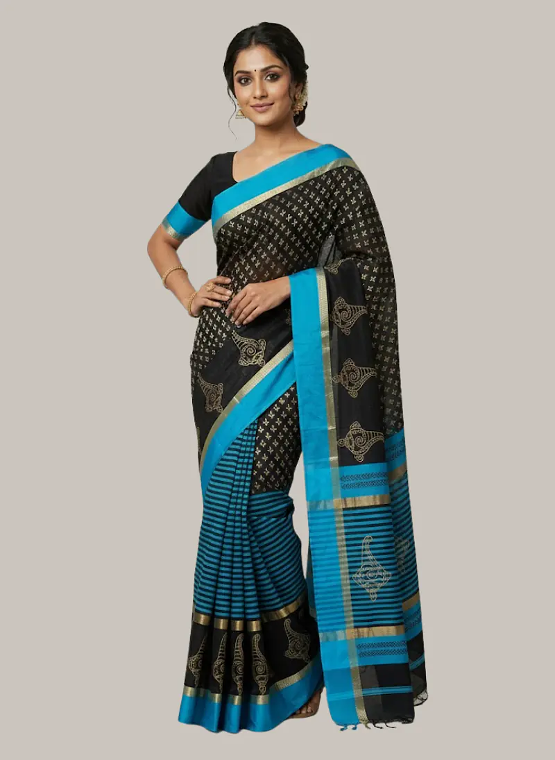 MAHESHWARI HANDLOOM COTTON SILK SAREE - Master