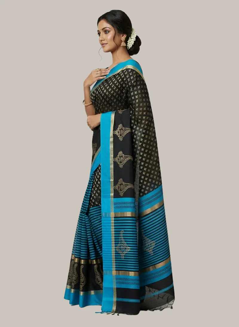 MAHESHWARI HANDLOOM COTTON SILK SAREE - Master