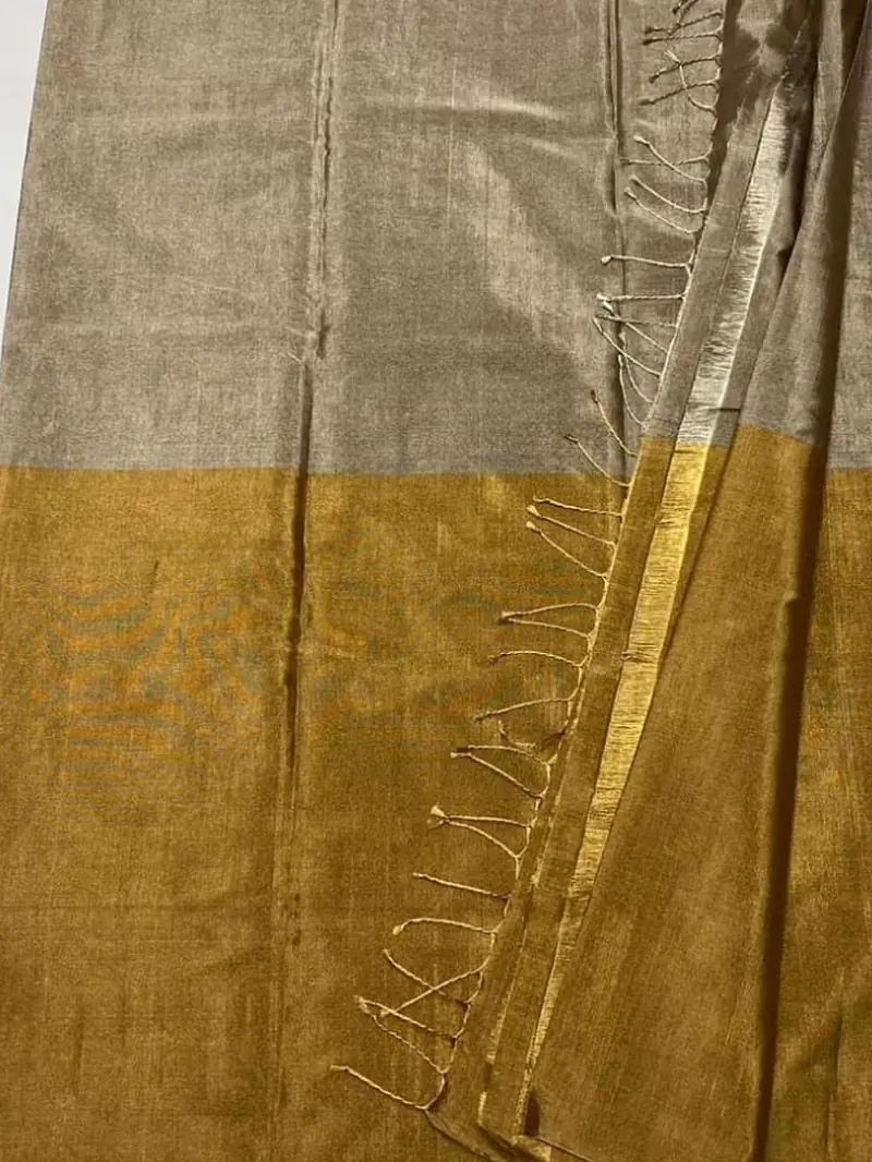 GOLDEN SILVER TISSUE SAREE - Master