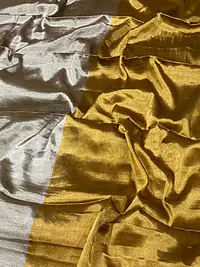GOLDEN SILVER TISSUE SAREE - Master