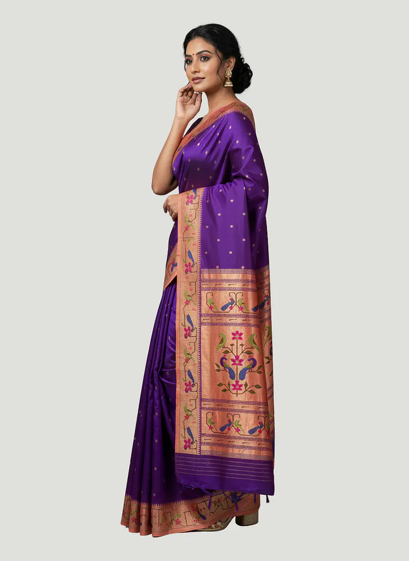 Royal Purple Silk Paithani Saree with Handloom Pallu - Master
