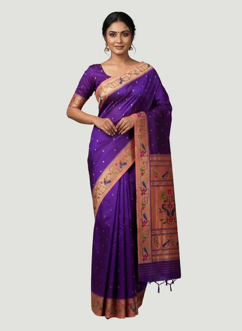 Royal Purple Silk Paithani Saree with Handloom Pallu - Master