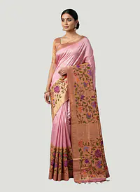 Handloom Antique Gold and Light Pink Paithani Saree - Master