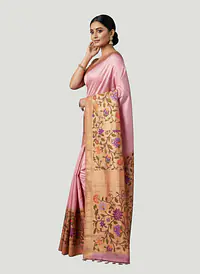 Handloom Antique Gold and Light Pink Paithani Saree - Master
